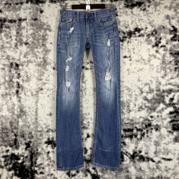 BKE Aiden‎ Jeans Mens Size 27L Distressed Buckle Fade Cowboy Rockabilly - Picture 1 of 12